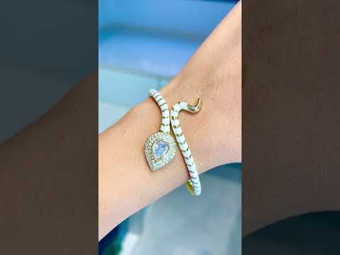Pear Drop Copper Cubic Zirconia Black Enamel 18K Gold Cuff Kada Bulk