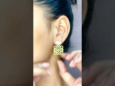 Geometric Shape Dented 18K Gold Anti Tarnish Dangler Earring Bulk