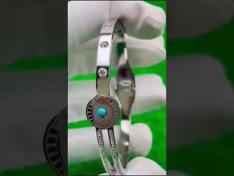 Turquoise Blue Evil Eye Silver Stainless Steel Openable Kada Bracelet for Women