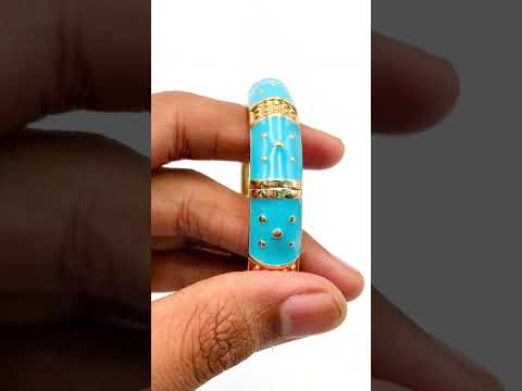 Traditional Enamel Pink 18K Gold Anti Tarnish Openable Kada Women Bulk