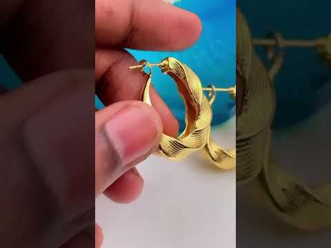 Classic Crunchy Gold Copper Hoop Bali Earring Pair For Women Bulk