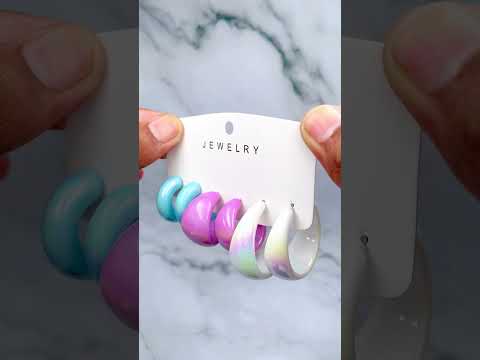 Drop Green Purple White Acrylic Hoop Earring Pack Of 3 For Women Bulk