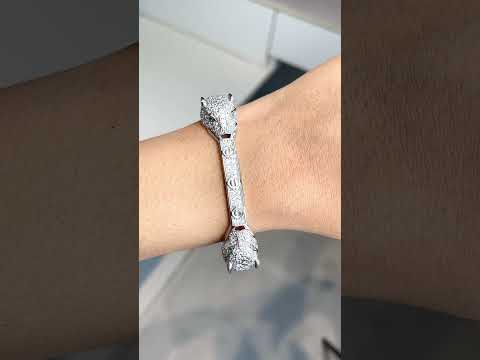 Dual Panther Screw Cubic Zirconia 18K Gold Openable Kada Bangle Bulk
