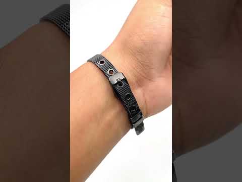 Mesh Belt Buckle Black Surgical Stainless Steel Adjustable Bracelet