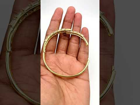 Gothic Nail Baguette CZ 18K Gold Openable Kada Bracelet Bulk