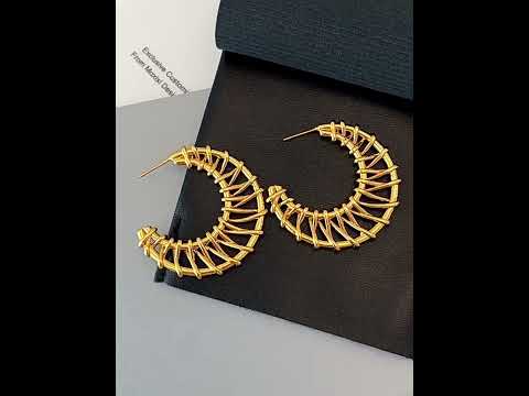 Designer Cage Wrap Gold Silver Anti Tarnish Copper Hoop Earrings Bulk