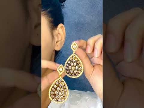 Filigree 18K Gold Filigree Crystal CZ Dangle Drop Earring Bulk
