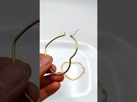 Heart Love Wire Hoop Siver 316L Stainless Steel 18K Gold Earring