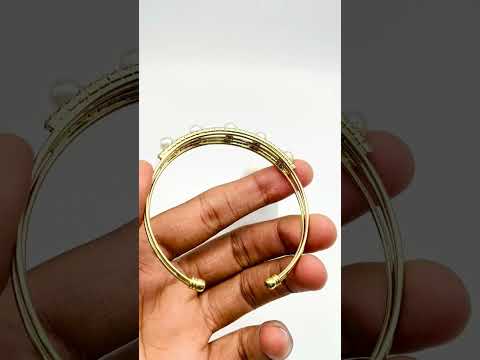 Super Light Weight Gold Pearl CZ Cuff Kada Bangle Bracelet Bulk