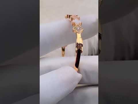 Clover Mother Of Pearl 18K Rose Gold Openable Kada Bracelet Women Bulk