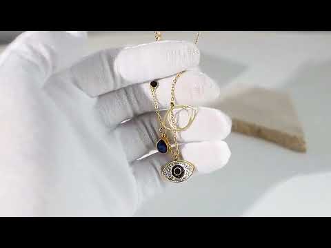 Evil Eye Blue Rose Gold Stainless Steel Necklace Pendant Chain Bulk