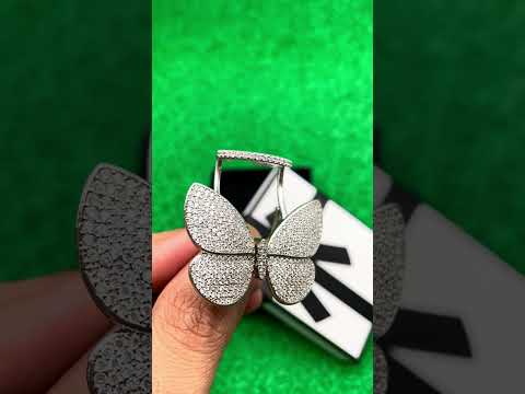 Moving Flying Fidget Butterfly Silver Open Back Free Size Ring Bulk