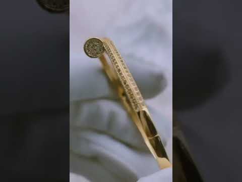 Luxury Nail Cubic Zirconia 18K Gold Openable Kada Bracelet Women Bulk