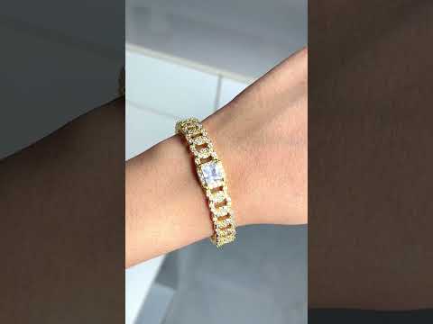 Curb Princess Cut Solitaire Copper American Diamond Cuff Kada Bulk
