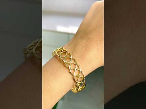 Wave 18K Gold Anti Tarnish Cuff Bracelet For Women Bulk