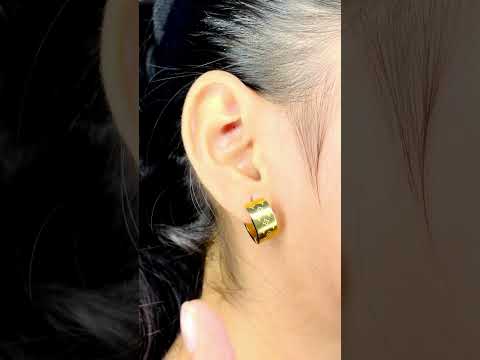 Clover Flower Stainless Steel Gold Anti Tarnish Hoop Stud Earring Bulk