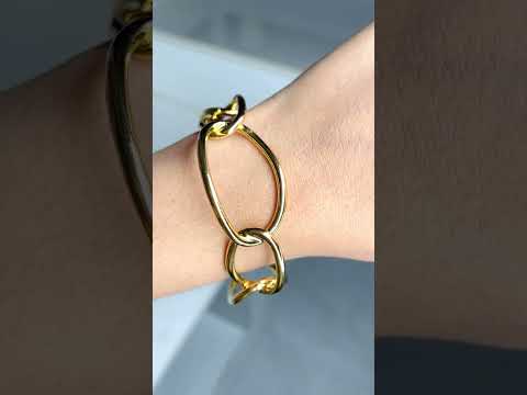 Big Links 18K Gold Anti Tarnish Cuff Bracelet For Women Bulk
