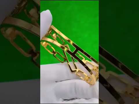 Zig Zag Smart 18K Gold Stainless Steel Openable Kada Bracelet Bulk