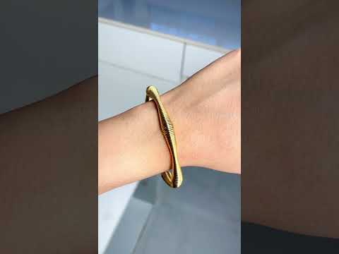 Slim Wave 18K Gold Anti Tarnish Cuff Bracelet For Women
