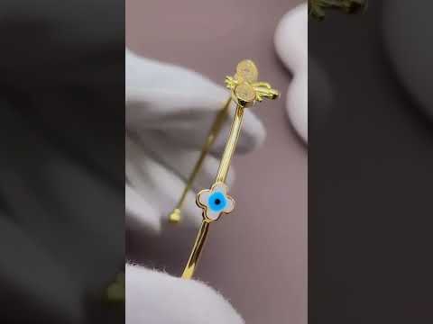 Butterfly Evil Eye Clover 18K Gold Cuff Kada Bangle For Women Bulk