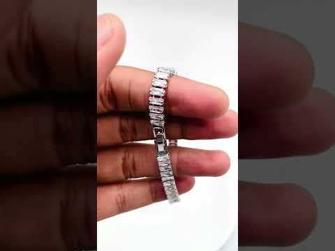 Silver Baguette CZ American Diamond CZ Tennis Bracelet Bulk
