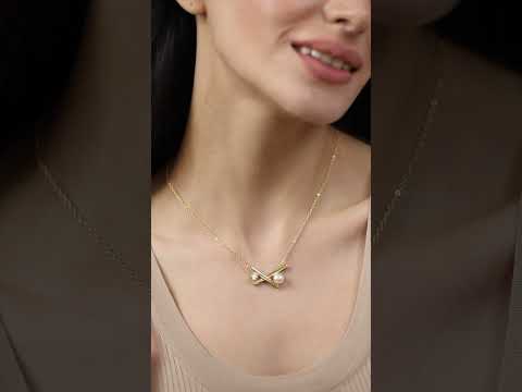 Brass 18K Rose Gold Cross Pearl Necklace For Women Bulk