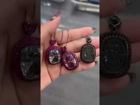 Luxury Emerald Cut Black CZ Anti Tarnish Copper Pendant Chain Wholesale