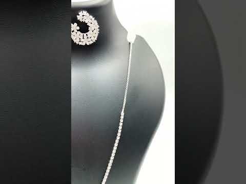 Flower Solitaire CZ Silver Anti Tarnish Necklace Earring Set Bulk