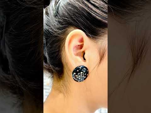 Round Enamel Black 18K Gold Anti Tarnish Stud Earring For Women Bulk
