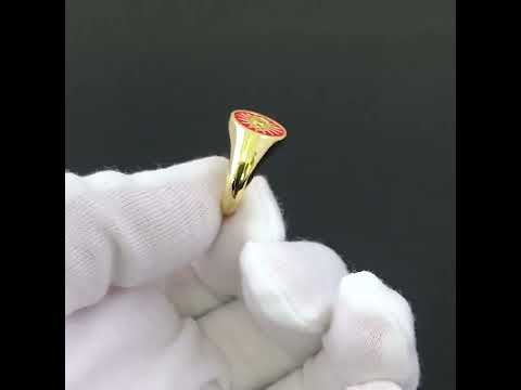 Copper Gold Enamel Dark Pink Evil Eye Free Size Adjustable Ring Bulk