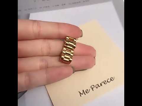 Luxury Watch Band 18K Gold Stainless Steel Flexible Ring Men Bulk