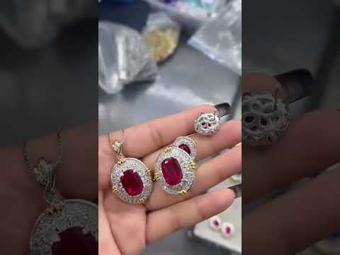 Elegant Round Shape Gold Plated CZ Copper Necklace Combo Set Wholesale