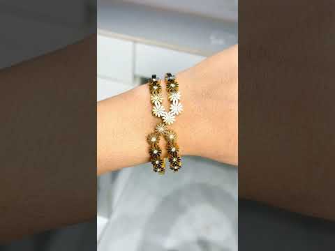 Daisy Flower CZ Silver Anti Tarnish Openable Kada Bracelet Bulk
