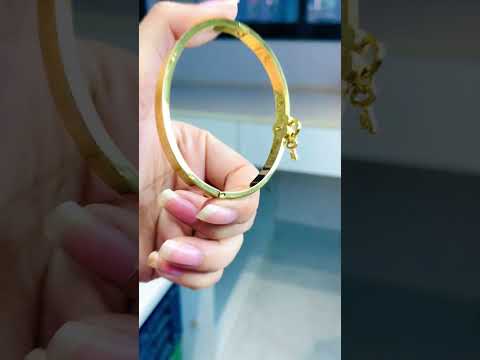 Love Lock CZ 18K Gold Stainless Steel Openable Kada Bangle Bulk