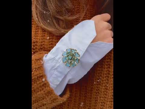 Bulk Multi Color Designer Flower Style Gold Crystal Brass Button Cover