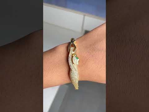 Running Panther Cubic Zirconia Gold Openable Bangle Kada Women Bulk