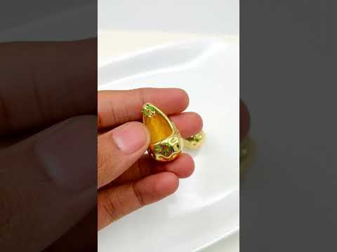 Bottega Paisley Mango Beaten Glossy Silver Anti Tarnish 30mm Stud Earring for Women