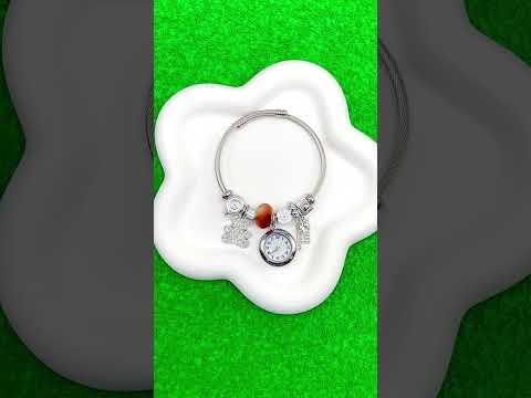 Rainbow Heart Charm Cubic Zirconia Beads Multi Silver Anti Tarnish Watch Kada Bracelet For Women