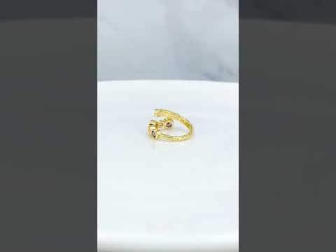 Rainbow Solitaires Multi Gold Crystal Anti Tarnish Free Size Ring Bulk