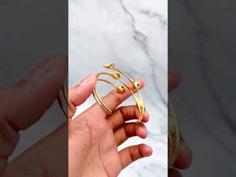 Leaf Flower 18K Gold Anti Tarnish Cuff Bracelet For Women Bulk