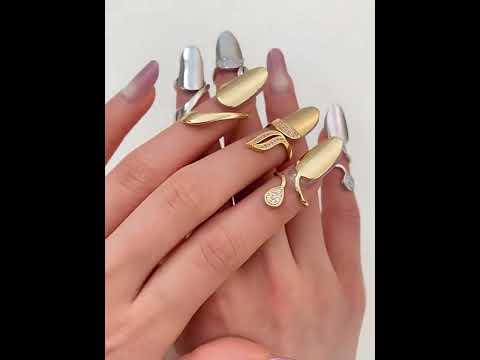 Modern Nail Style Gold Silver CZ Copper Anti Tarnish Combo Ring Bulk