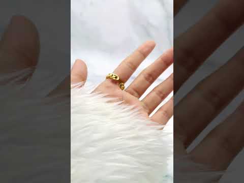 Studded Curb 18K Gold Copper Open Back Free Size Ring For Women Bulk