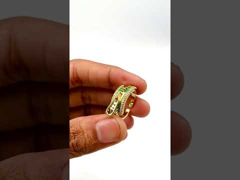 Zip Crystal CZ Red 18K Gold Anti Tarnish Adjustable Ring Bulk