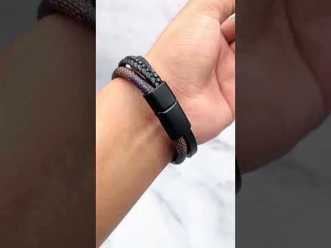 Rope Layer Brown Black Vegan Leather Bracelet For Men Bulk