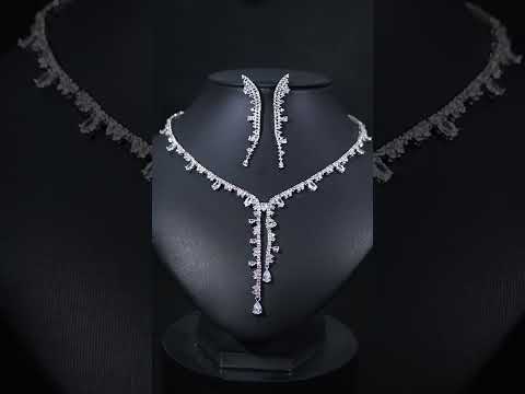Wholesale Eternity CZ Silver Anti Tarnish Copper Necklace Set