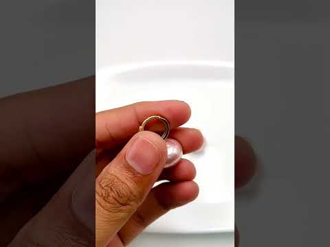 Baby Pink Button Pearl 18K Gold Drop Hoop Bali Earring For Women Bulk