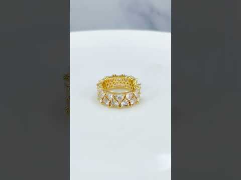 Love Heart Layer 18K Gold CZ Anti Tarnish Free Size Band Ring Bulk