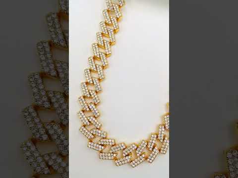 Alloy Cubic Zirconia Gold Cuban Miami Hip Hop Iced Out Chain Men Bulk