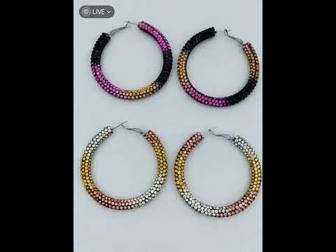 Multi Color High-Shine Gradient Crystal Silver CZ Hoop Earrings Bulk
