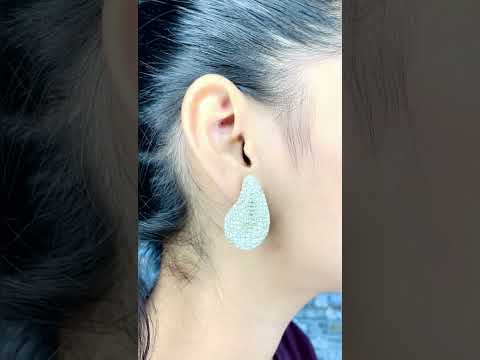 Tear Drop Paisley Rhinestone Silver Stud Earring For Women Bulk